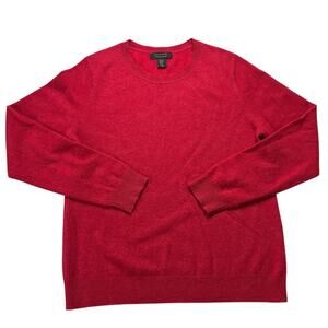 Tahari‎ Cashmere Sweater Red Round Neck 100% 2-Ply Cashmere Top Women's XL
